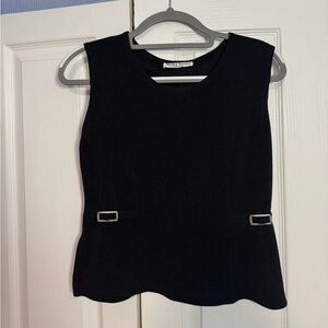 Nicole Studio New York petite vintage black work tank with buckles medium
